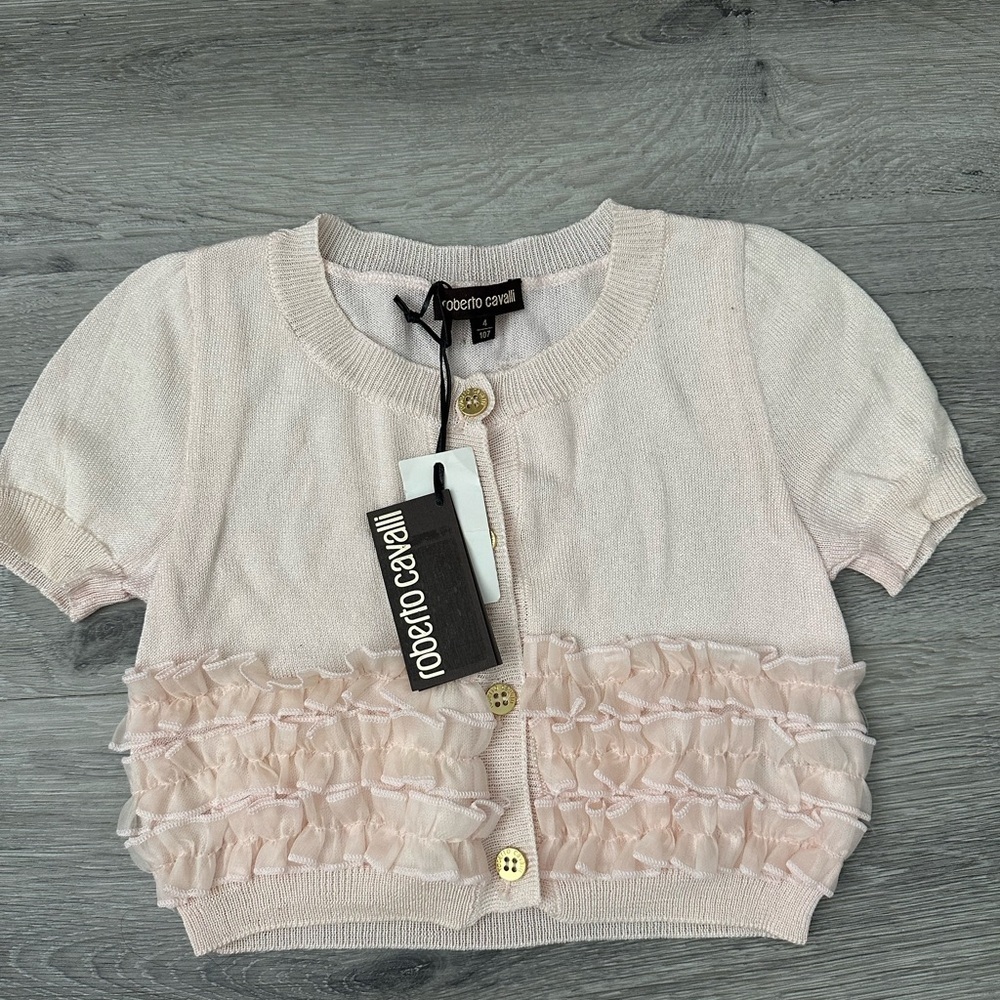 Roberto Cavalli Pink Ruffle Kids Cardigan 12months